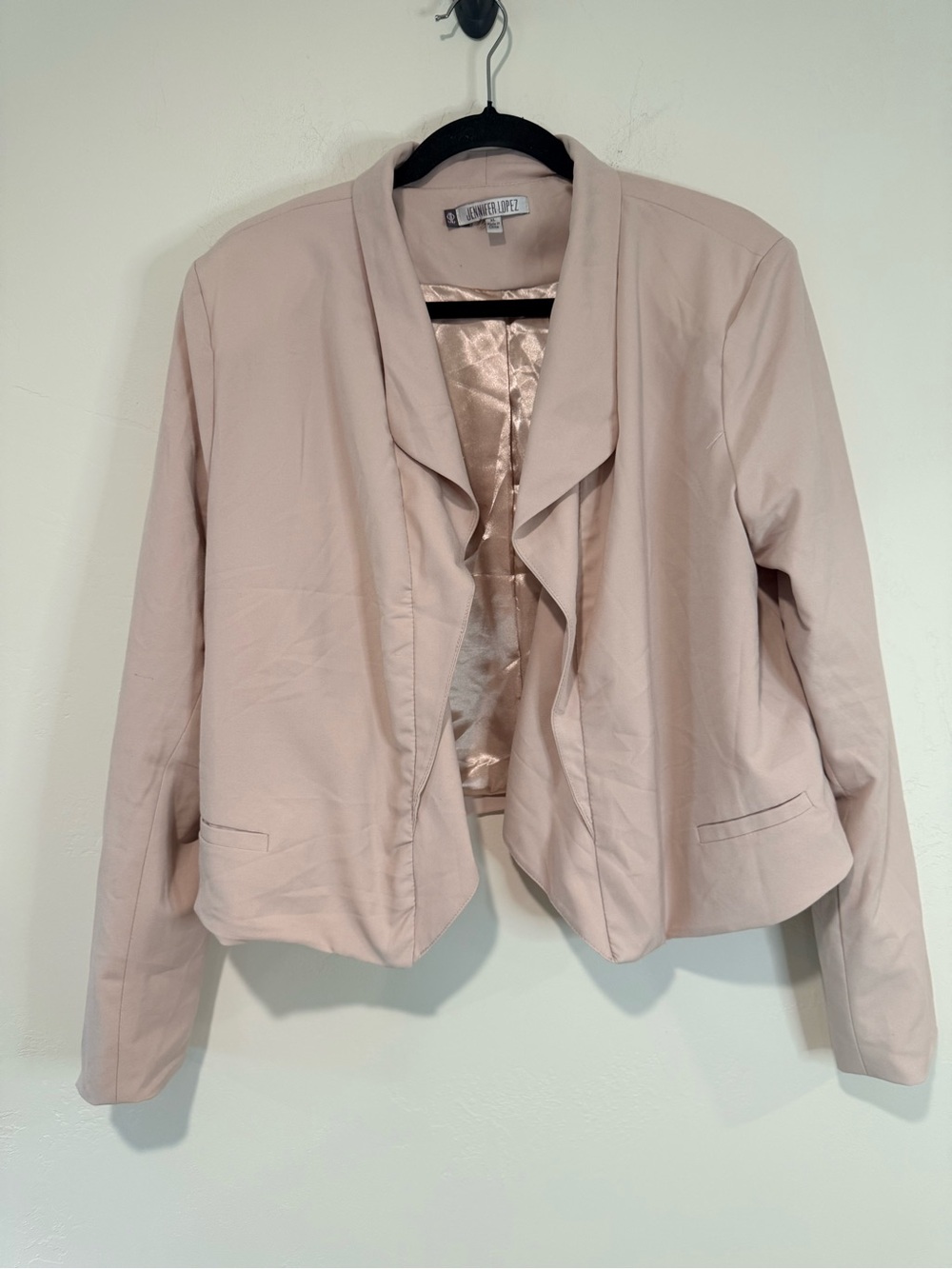 Jennifer Lopez Blush Pink Cropped Open Front Blazer XL Stretch Career Jacket - Picture 3 of 8